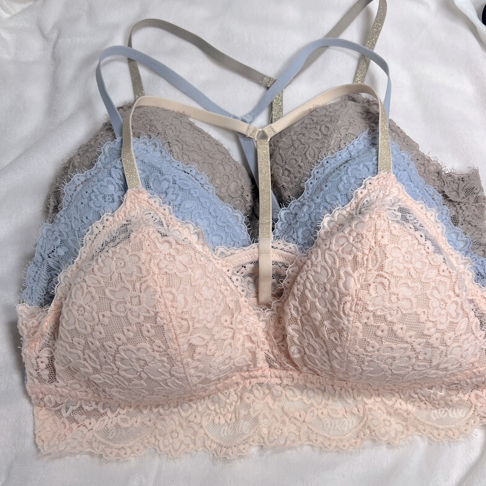 A+E Aerie Lace Bralette set of 3 size Large
